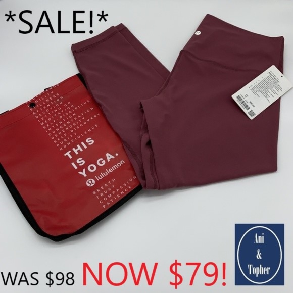 lululemon athletica Pants - NWT Lululemon Align Pant 25" Misty Merlot + bag